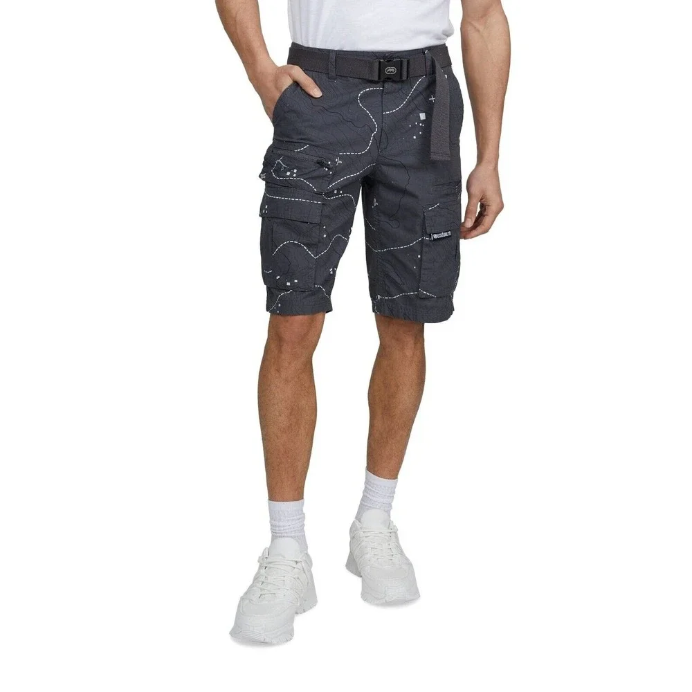 Ecko Unltd Belted Cargo Shorts Mens 30 Gray Ripstop NEW